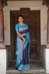 Admirable Navy Blue Soft Silk Saree With Extraordinary Blouse Piece - Colorful Saree