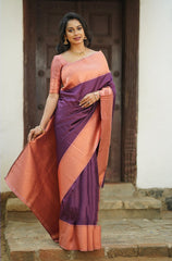 Brood Purple Soft Silk Saree With Wonderful Blouse Piece - Colorful Saree