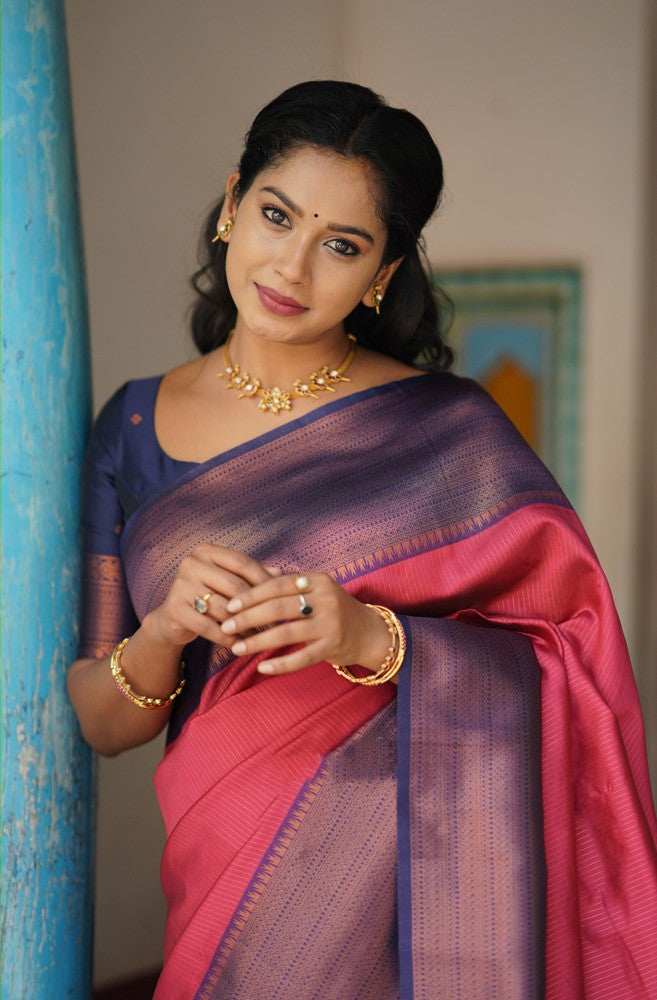 Eloquence Tomato Soft Silk Saree With Capricious Blouse Piece - Colorful Saree