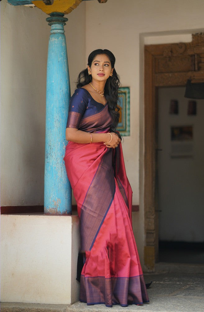 Eloquence Tomato Soft Silk Saree With Capricious Blouse Piece - Colorful Saree