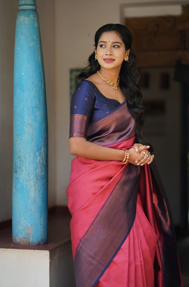 Eloquence Tomato Soft Silk Saree With Capricious Blouse Piece - Colorful Saree