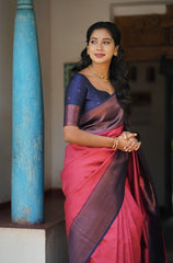 Eloquence Tomato Soft Silk Saree With Capricious Blouse Piece - Colorful Saree