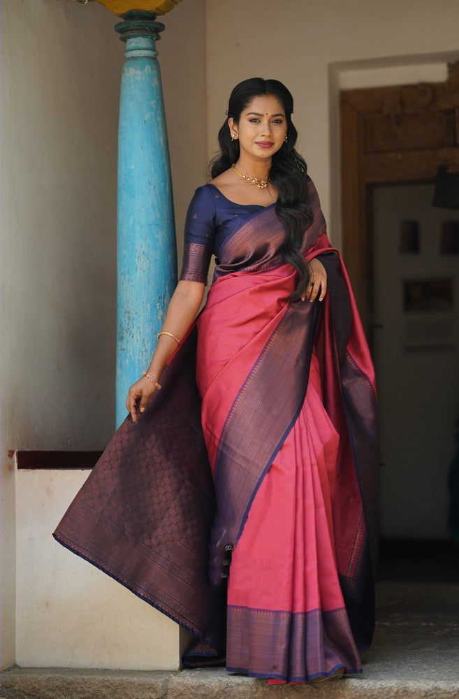 Eloquence Tomato Soft Silk Saree With Capricious Blouse Piece - Colorful Saree