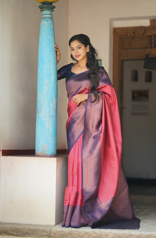 Eloquence Tomato Soft Silk Saree With Capricious Blouse Piece - Colorful Saree