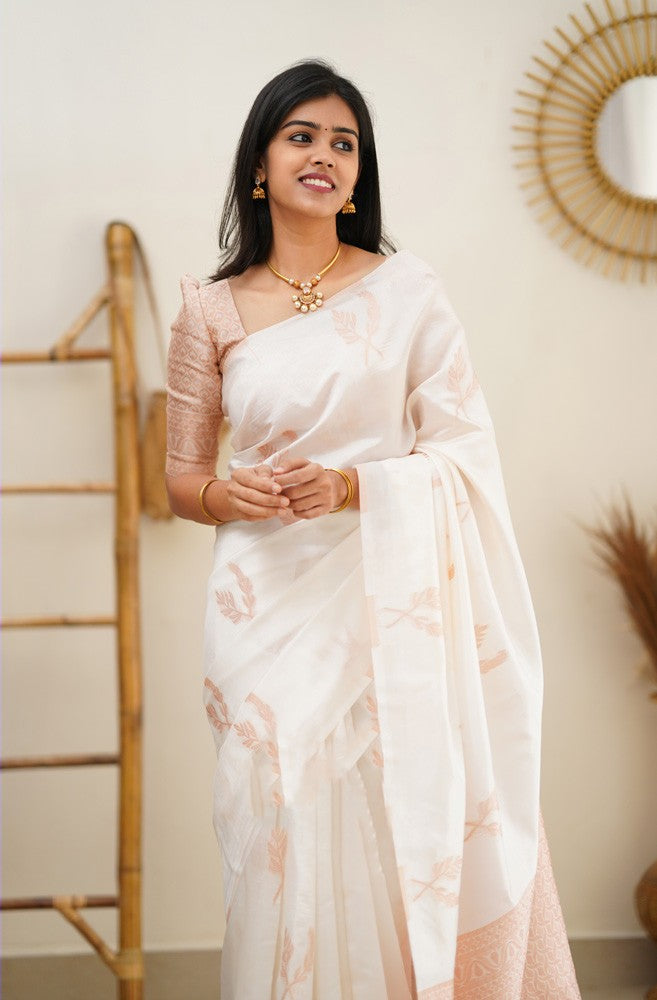 Epiphany White Soft Silk Saree With Breathtaking Blouse Piece - Colorful Saree