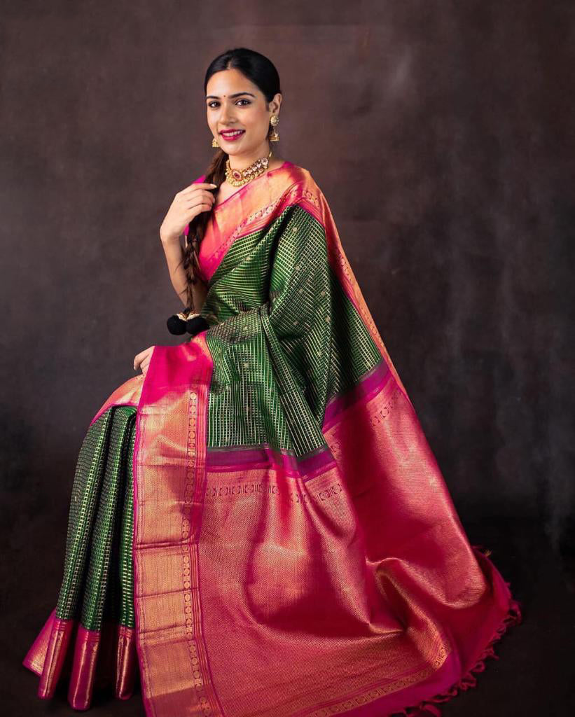 Capricious Green Soft Silk Saree With Staring Blouse Piece - Colorful Saree