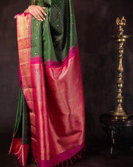 Capricious Green Soft Silk Saree With Staring Blouse Piece - Colorful Saree