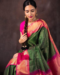 Capricious Green Soft Silk Saree With Staring Blouse Piece - Colorful Saree