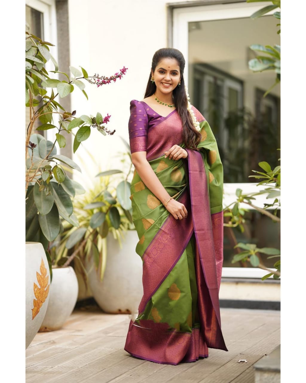 Artistic Green Soft Silk Saree With Supernal Blouse Piece - Colorful Saree