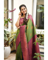 Artistic Green Soft Silk Saree With Supernal Blouse Piece - Colorful Saree