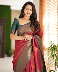 Artistic Maroon Soft Silk Saree With Splendorous Blouse Piece - Colorful Saree