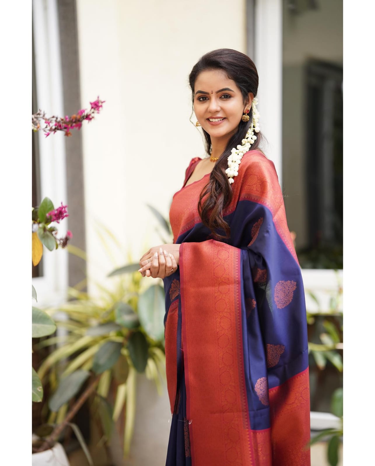 Tempting Navy Blue Soft Silk Saree With Glittering Blouse Piece - Colorful Saree