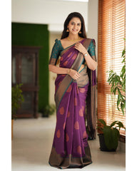 Gratifying Purple Soft Silk Saree With Snazzy Blouse Piece - Colorful Saree