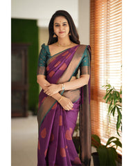 Gratifying Purple Soft Silk Saree With Snazzy Blouse Piece - Colorful Saree