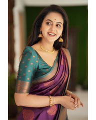 Gratifying Purple Soft Silk Saree With Snazzy Blouse Piece - Colorful Saree