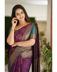 Gratifying Purple Soft Silk Saree With Snazzy Blouse Piece - Colorful Saree