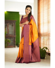 Smashing Yellow Soft Silk Saree With Scrumptious Blouse Piece - Colorful Saree