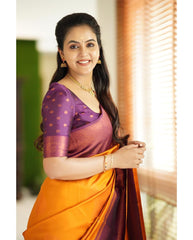 Smashing Yellow Soft Silk Saree With Scrumptious Blouse Piece - Colorful Saree