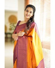 Smashing Yellow Soft Silk Saree With Scrumptious Blouse Piece - Colorful Saree