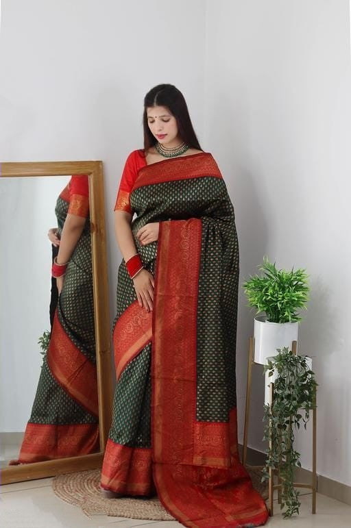 Pleasurable Dark Green Soft Silk Saree With Seraglio Blouse Piece - Colorful Saree