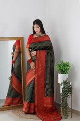 Pleasurable Dark Green Soft Silk Saree With Seraglio Blouse Piece - Colorful Saree