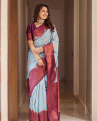Admirable Sky Soft Silk Saree With Gorgeous Blouse Piece - Colorful Saree