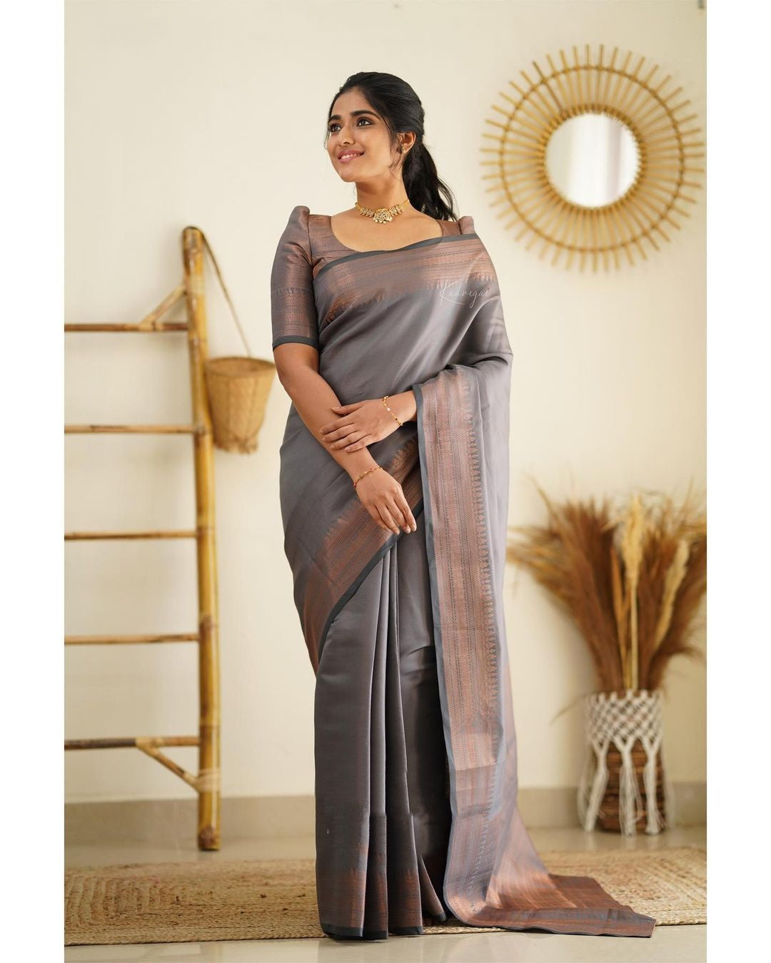 Magnetic Grey Soft Silk Saree With Palimpsest Blouse Piece - Colorful Saree