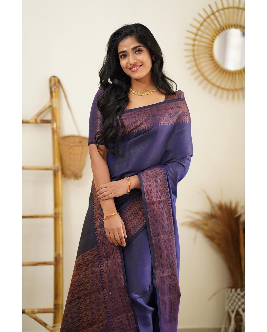 Dissemble Navy Blue Soft Silk Saree With Gossamer Blouse Piece - Colorful Saree