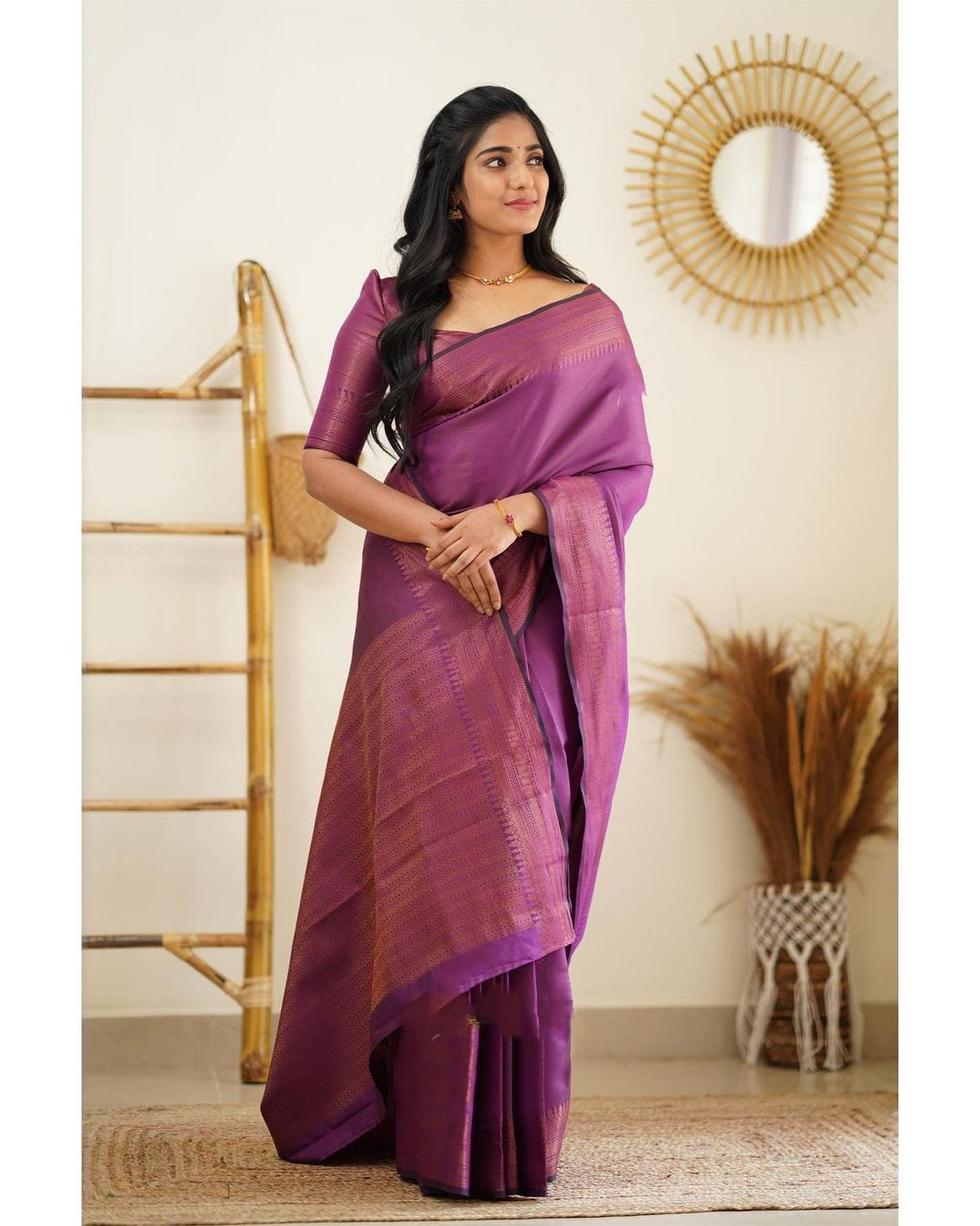 Desuetude Purple Soft Silk Saree With Dissemble Blouse Piece - Colorful Saree