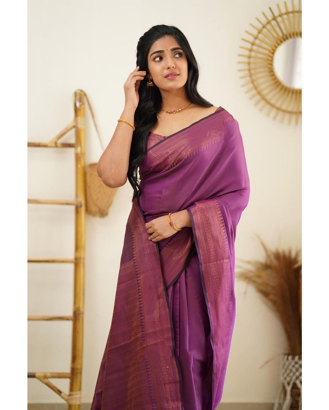 Desuetude Purple Soft Silk Saree With Dissemble Blouse Piece - Colorful Saree