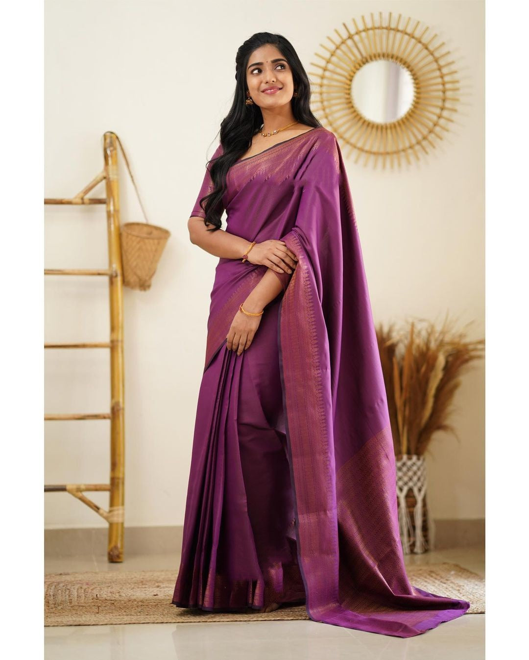 Desuetude Purple Soft Silk Saree With Dissemble Blouse Piece - Colorful Saree