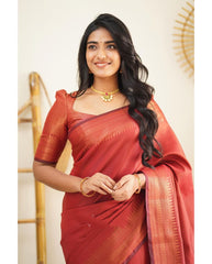 Scrumptious Red Soft Silk Saree With Prodigal Blouse Piece - Colorful Saree