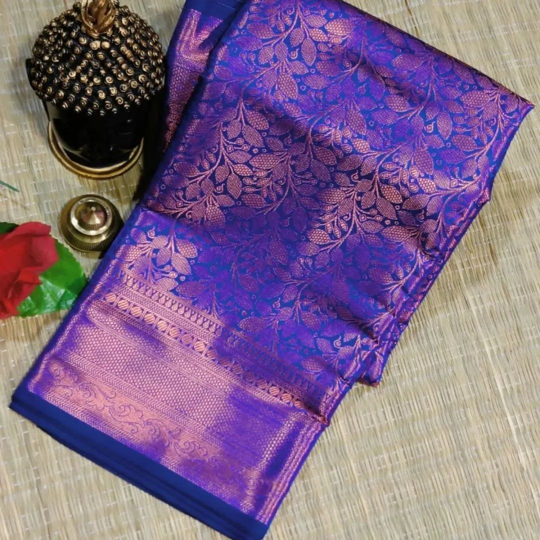 Prodigal Navy Blue Soft Banarasi Silk Saree With Incomparable Blouse Piece - Colorful Saree