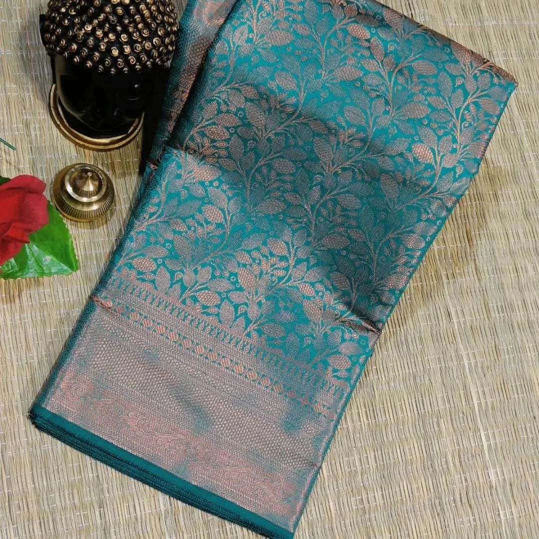 Luxuriant Rama Soft Banarasi Silk Saree With Artistic Blouse Piece - Colorful Saree