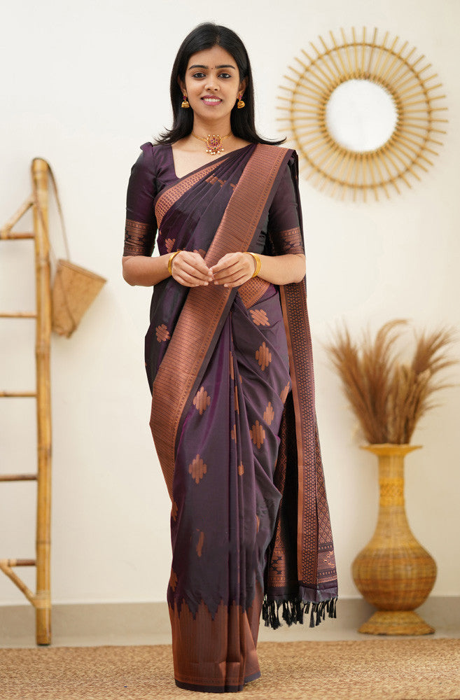 Desiring Purple Soft Silk Saree With Engrossing Blouse Piece - Colorful Saree