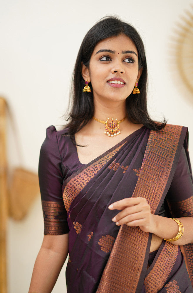 Desiring Purple Soft Silk Saree With Engrossing Blouse Piece - Colorful Saree