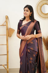 Desiring Purple Soft Silk Saree With Engrossing Blouse Piece - Colorful Saree