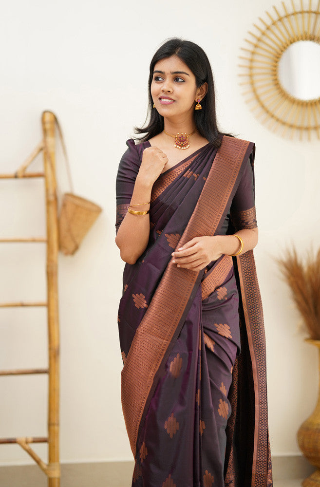 Desiring Purple Soft Silk Saree With Engrossing Blouse Piece - Colorful Saree