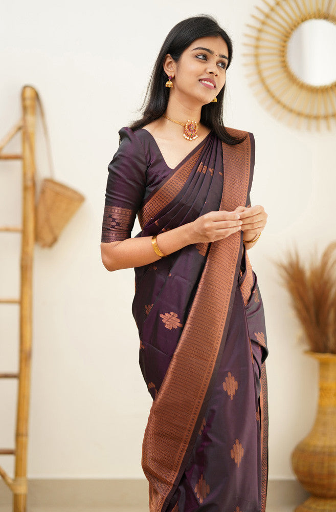 Desiring Purple Soft Silk Saree With Engrossing Blouse Piece - Colorful Saree