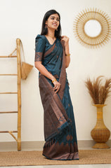 Prominent Rama Soft Silk Saree With Blissful Blouse Piece - Colorful Saree