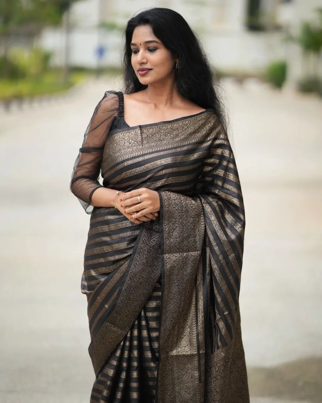 Excellent Black Soft Silk Saree With Luxuriant Blouse Piece - Colorful Saree