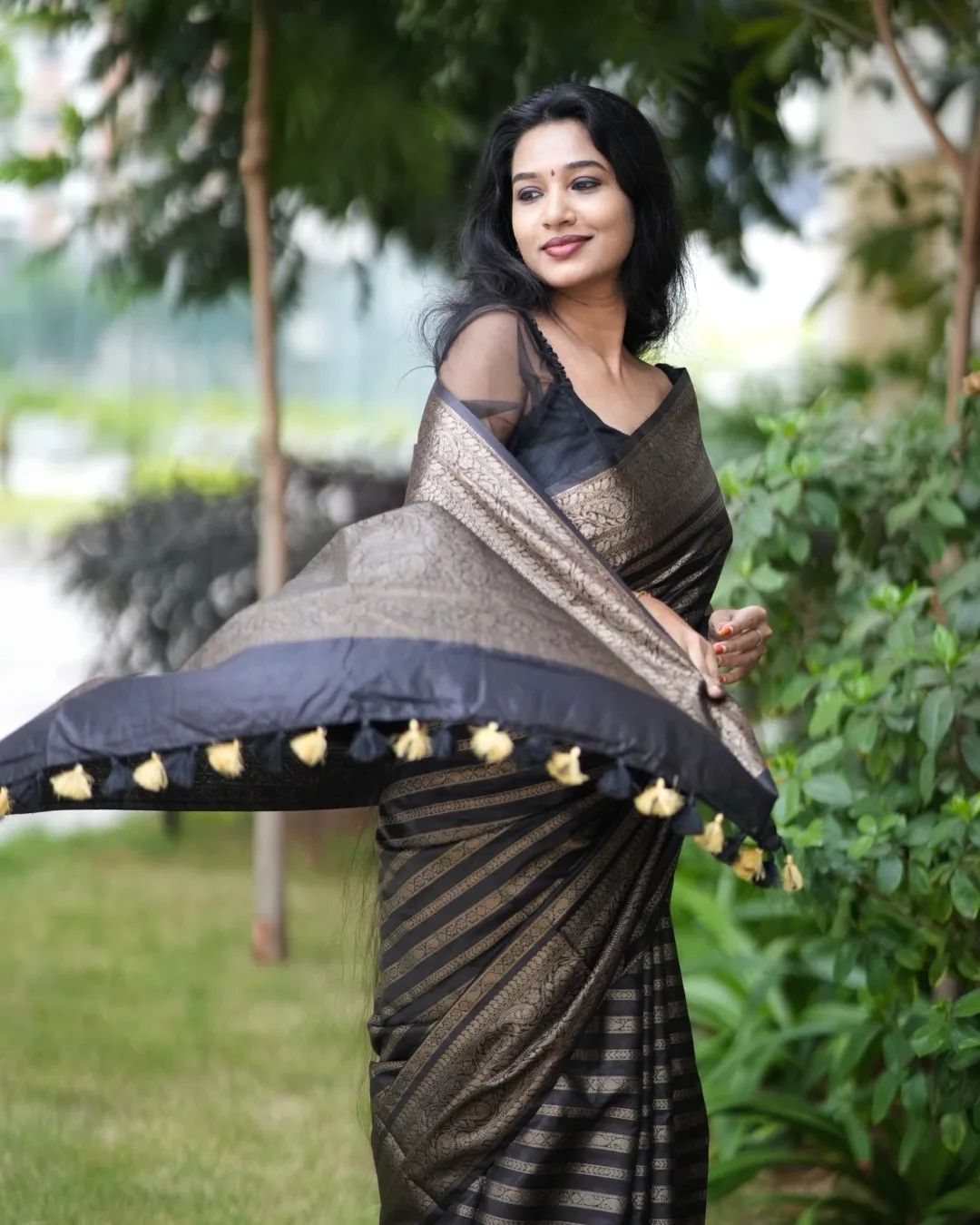 Excellent Black Soft Silk Saree With Luxuriant Blouse Piece - Colorful Saree