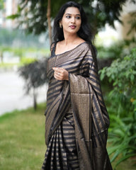 Excellent Black Soft Silk Saree With Luxuriant Blouse Piece - Colorful Saree