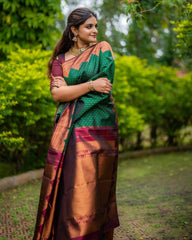 Stunning Green Soft Silk Saree With Innovative Blouse Piece - Colorful Saree