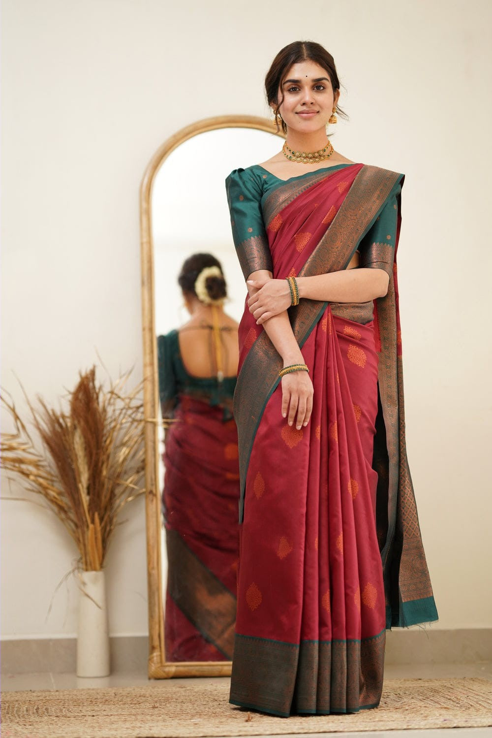 Fragrant Maroon Soft Silk Saree with Exuberant Blouse Piece - Colorful Saree