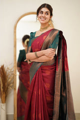 Fragrant Maroon Soft Silk Saree with Exuberant Blouse Piece - Colorful Saree