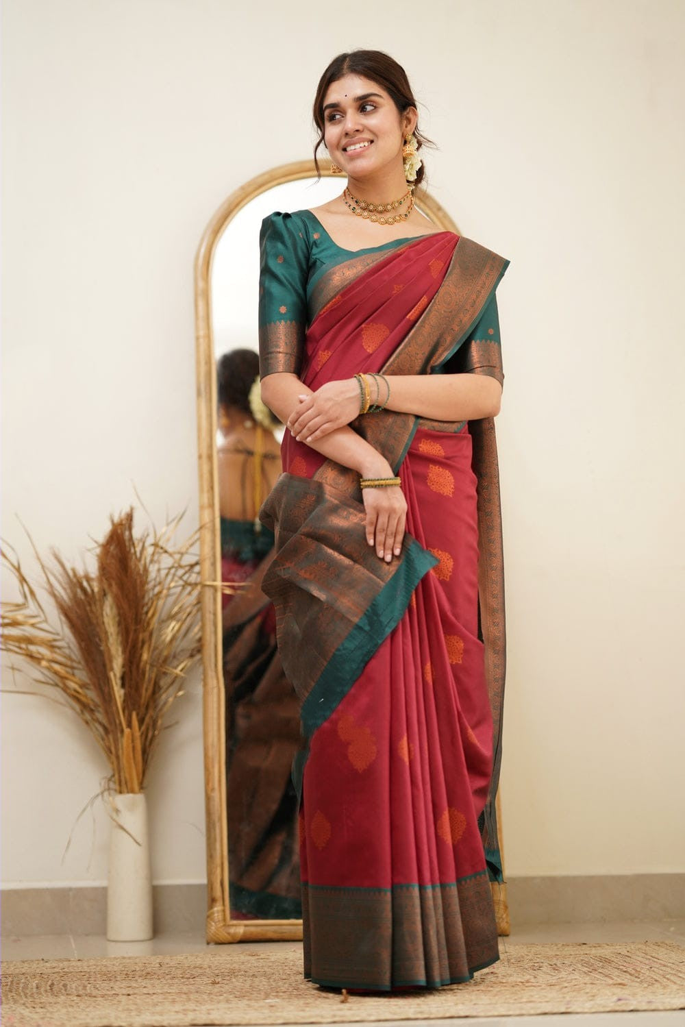 Fragrant Maroon Soft Silk Saree with Exuberant Blouse Piece - Colorful Saree