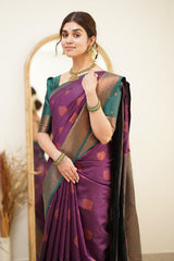 Amiable Purple Soft Silk Saree with Transcendent Blouse Piece - Colorful Saree