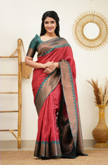 Demesne Maroon Soft Silk Saree with Eloquence Blouse Piece - Colorful Saree