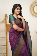 Splendorous Purple Soft Silk Saree with Fugacious Blouse Piece - Colorful Saree